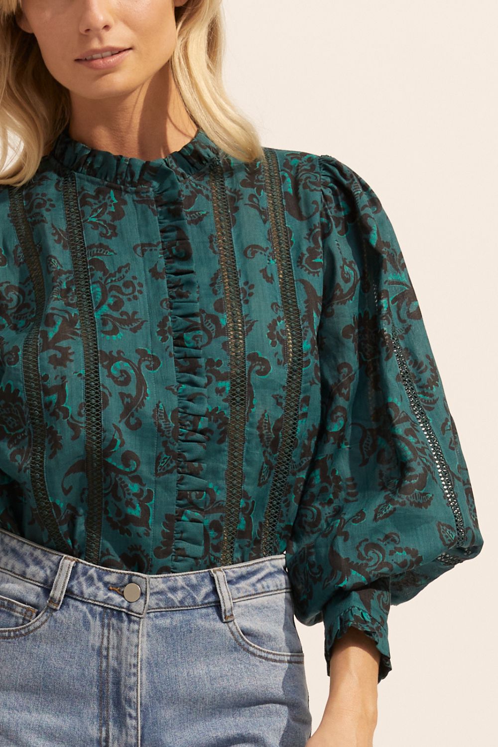 swoon top - green floral