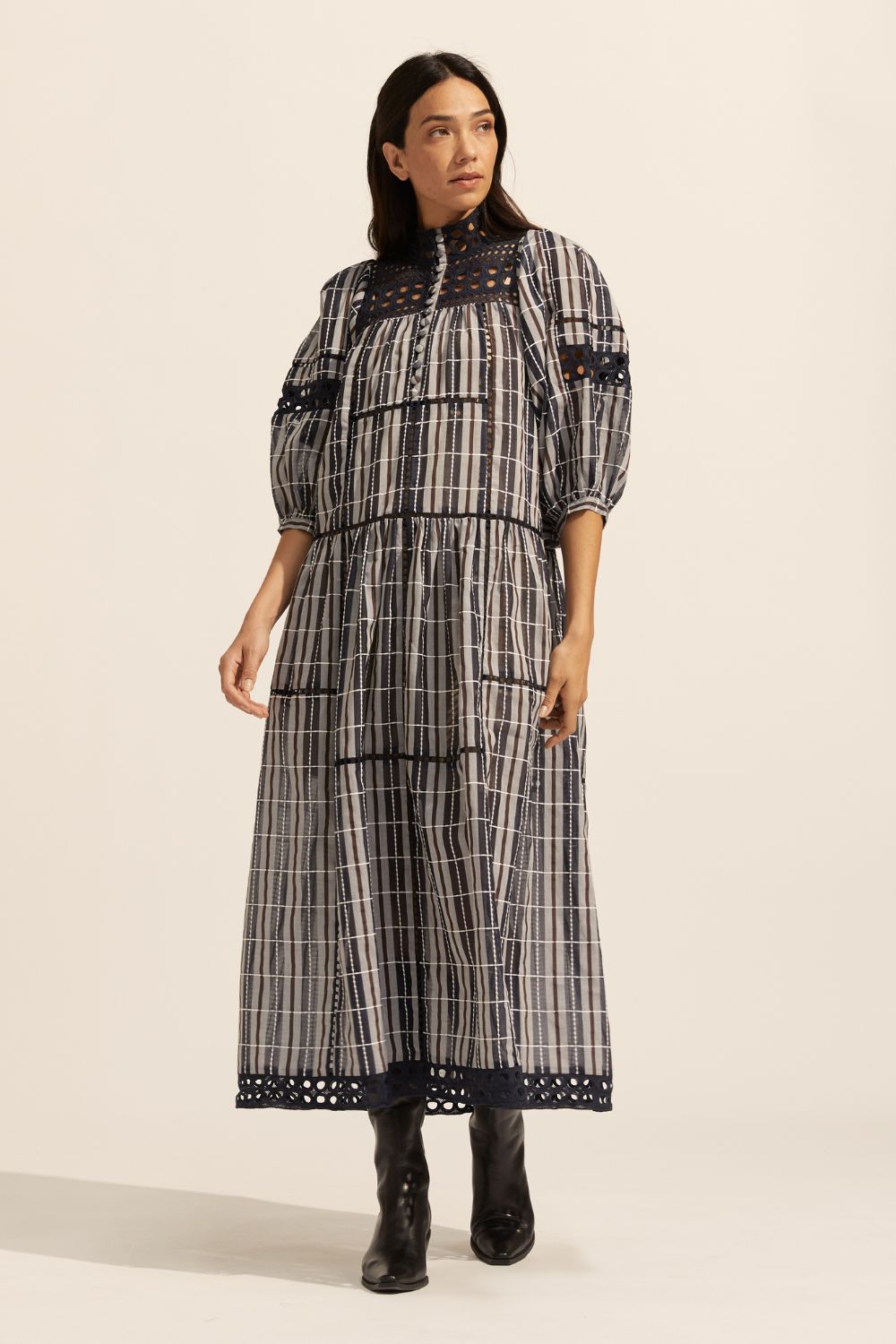 tactic dress - indigo check