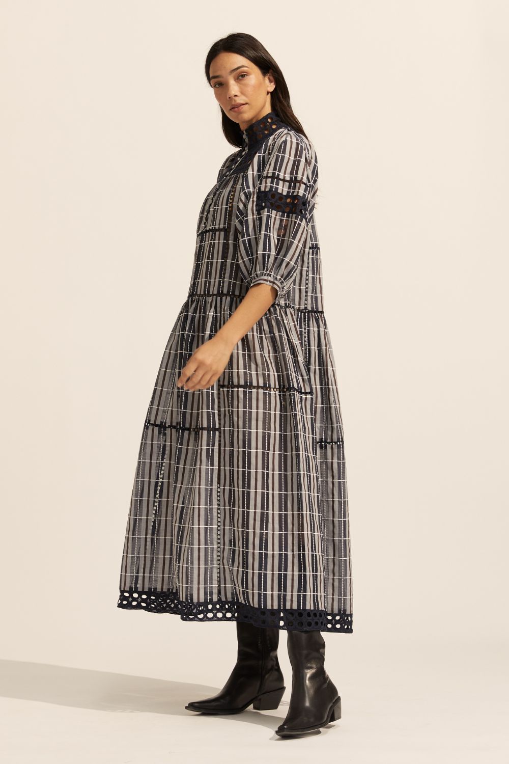 tactic dress - indigo check