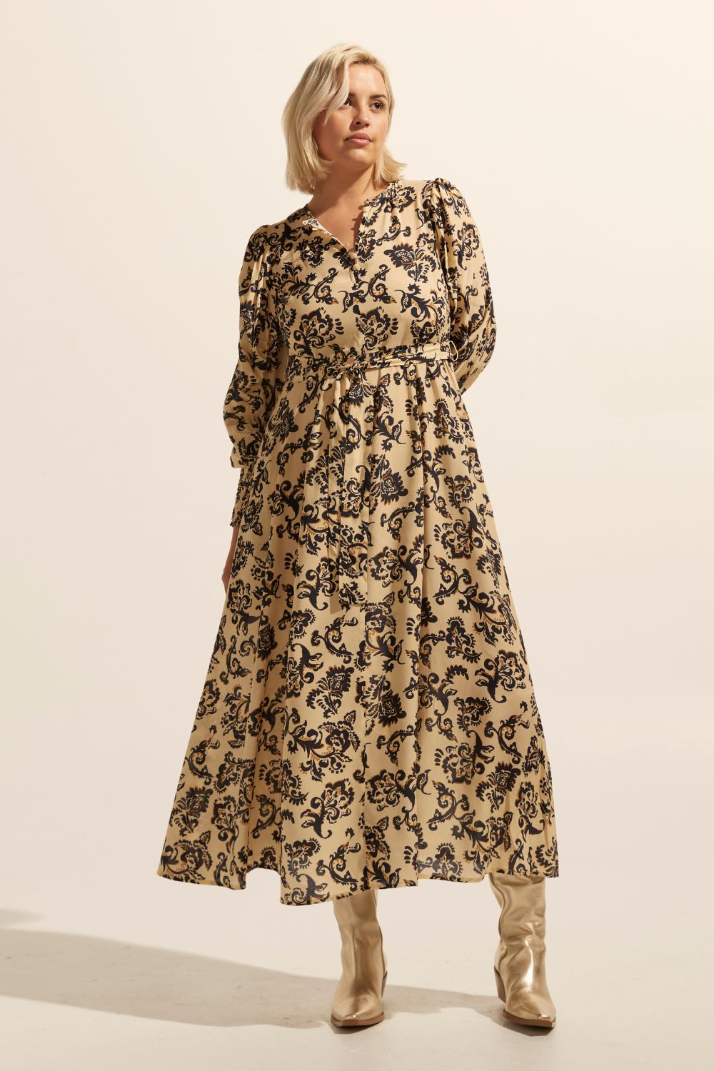 Tangent dress - Ochre floral