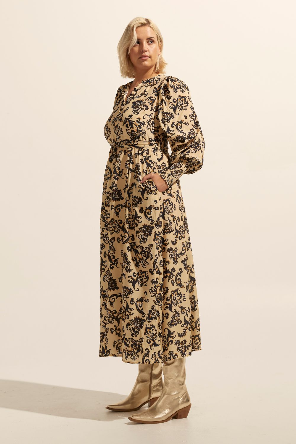 Tangent dress - Ochre floral