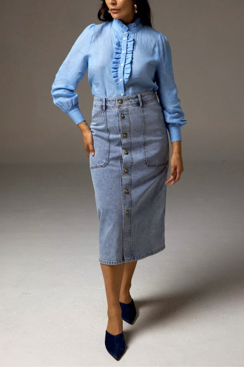 typify skirt - washed denim