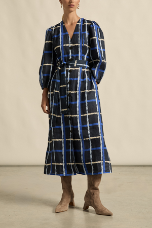 verge dress - midnight window check