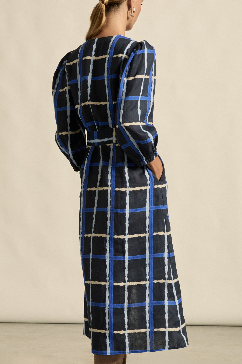 verge dress - midnight window check