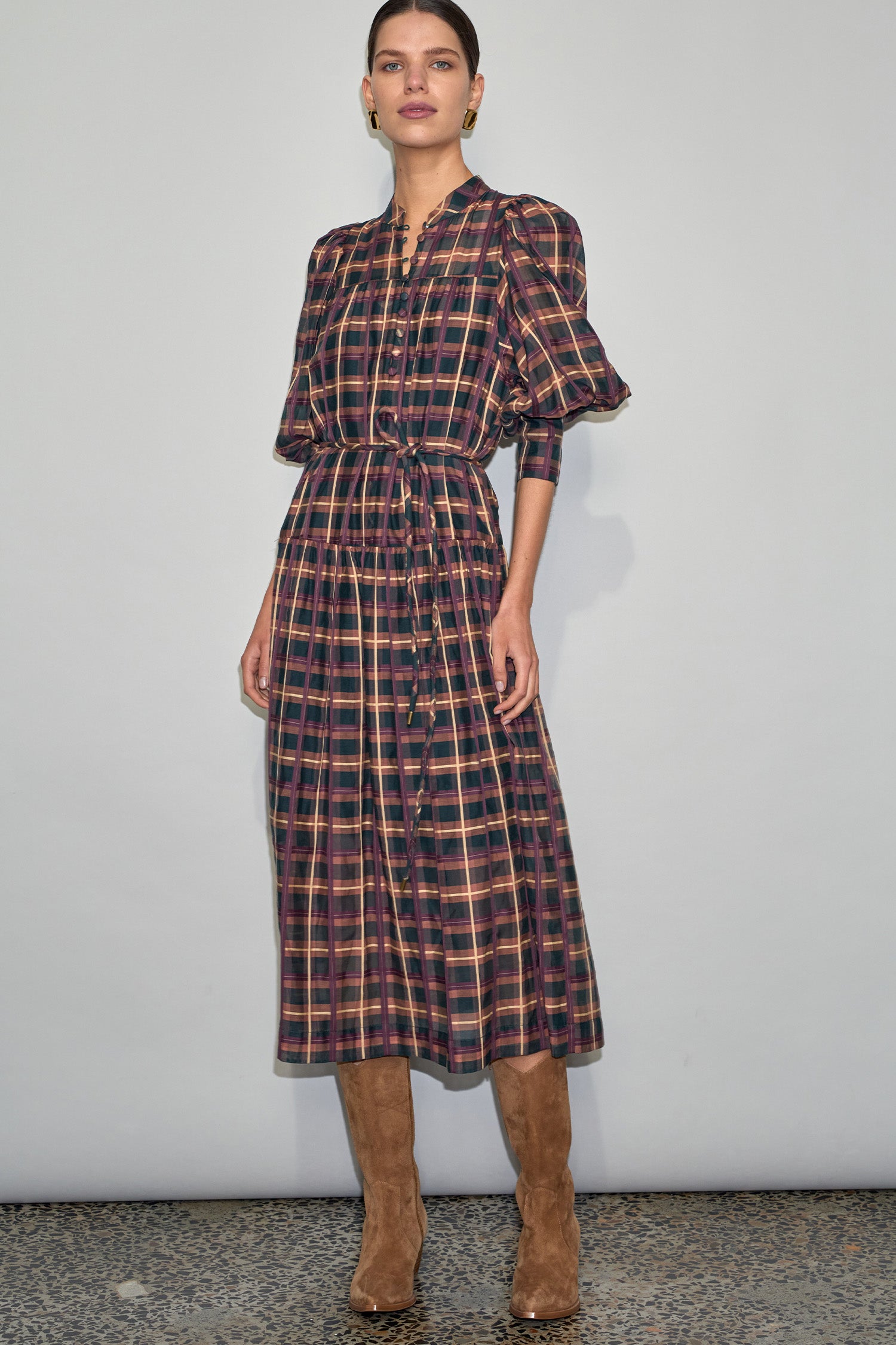 vesper dress - berry check|  zoe kratzmann| considered design