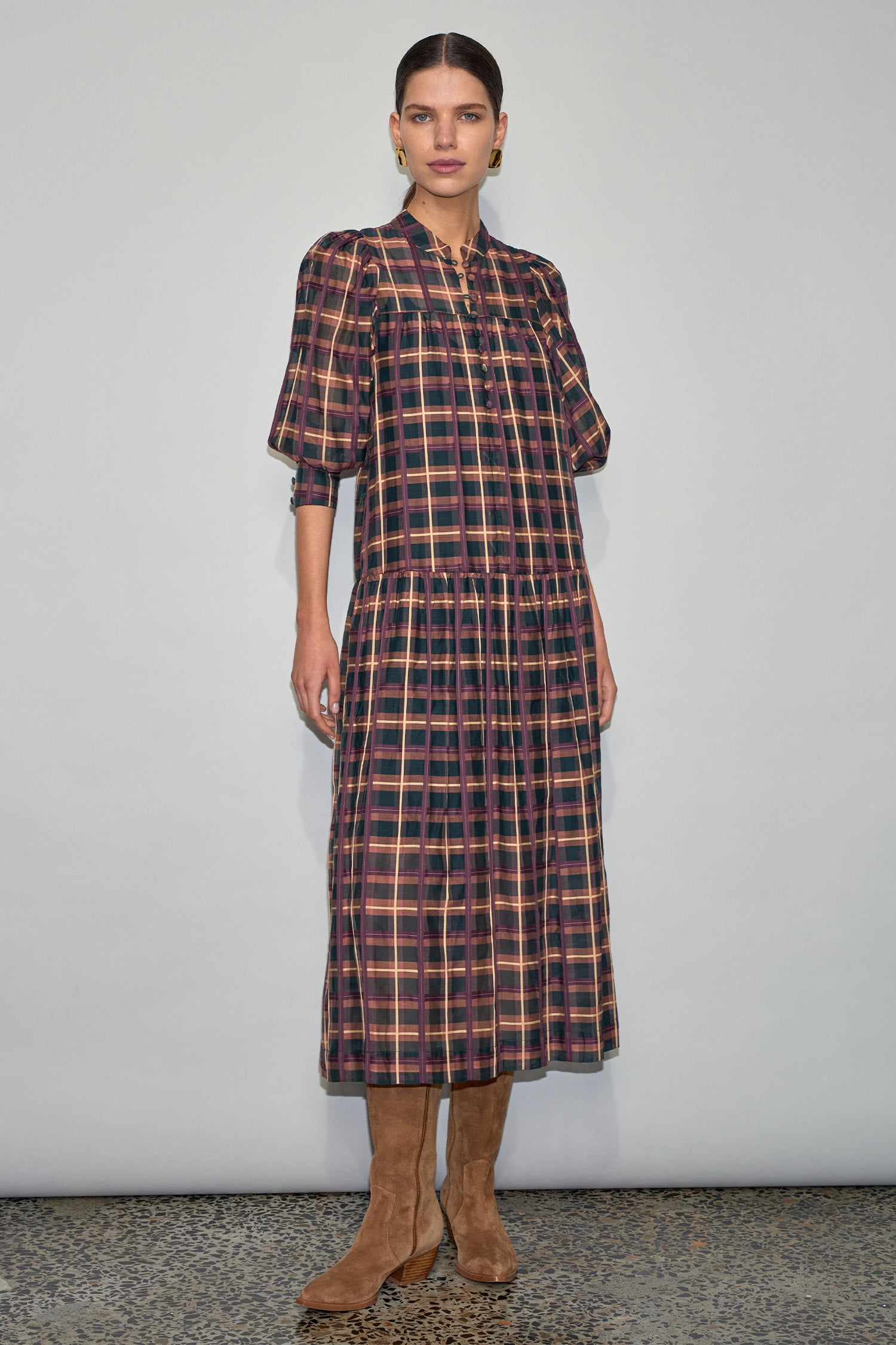vesper dress - berry check|  zoe kratzmann| considered design