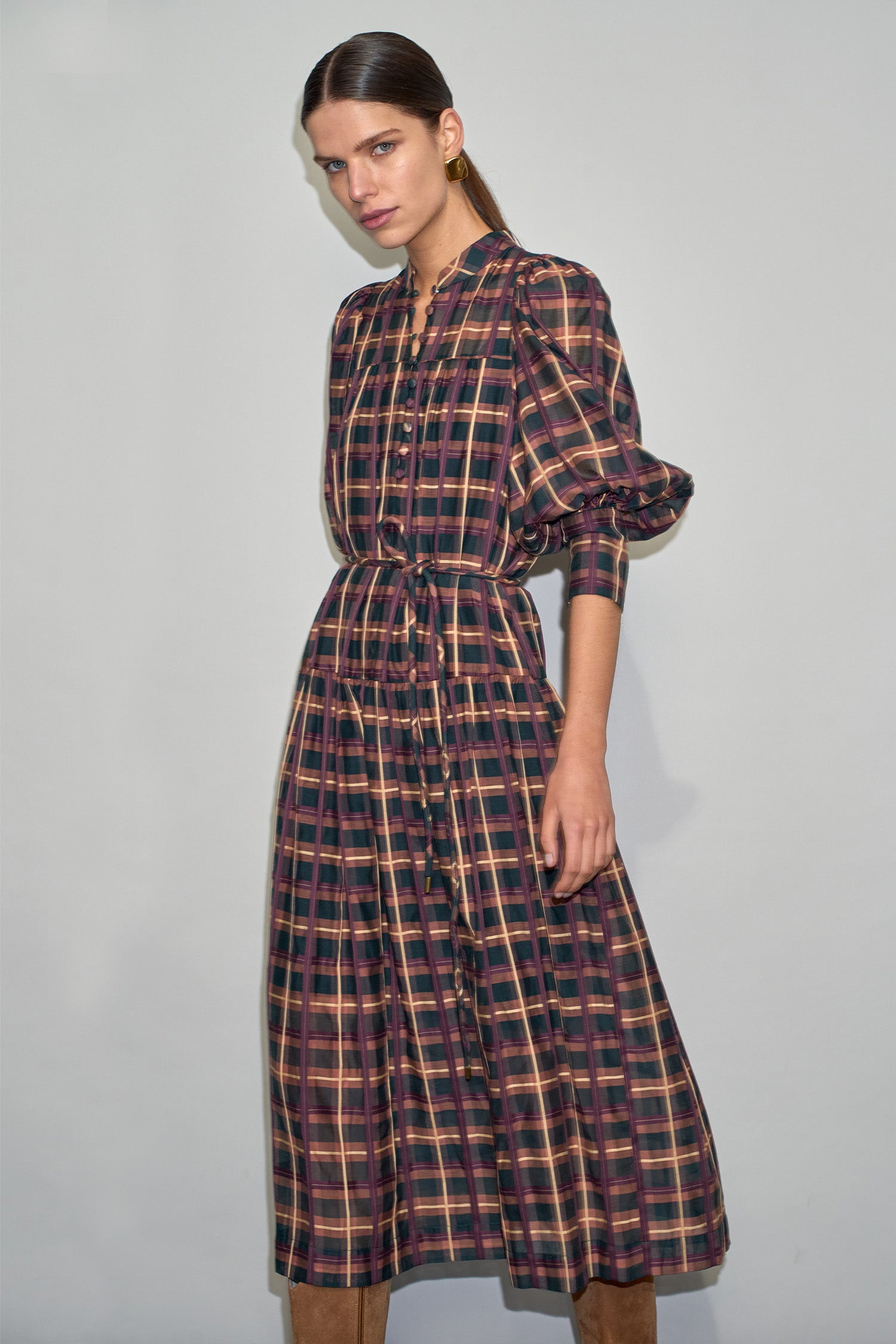 vesper dress - berry check|  zoe kratzmann| considered design