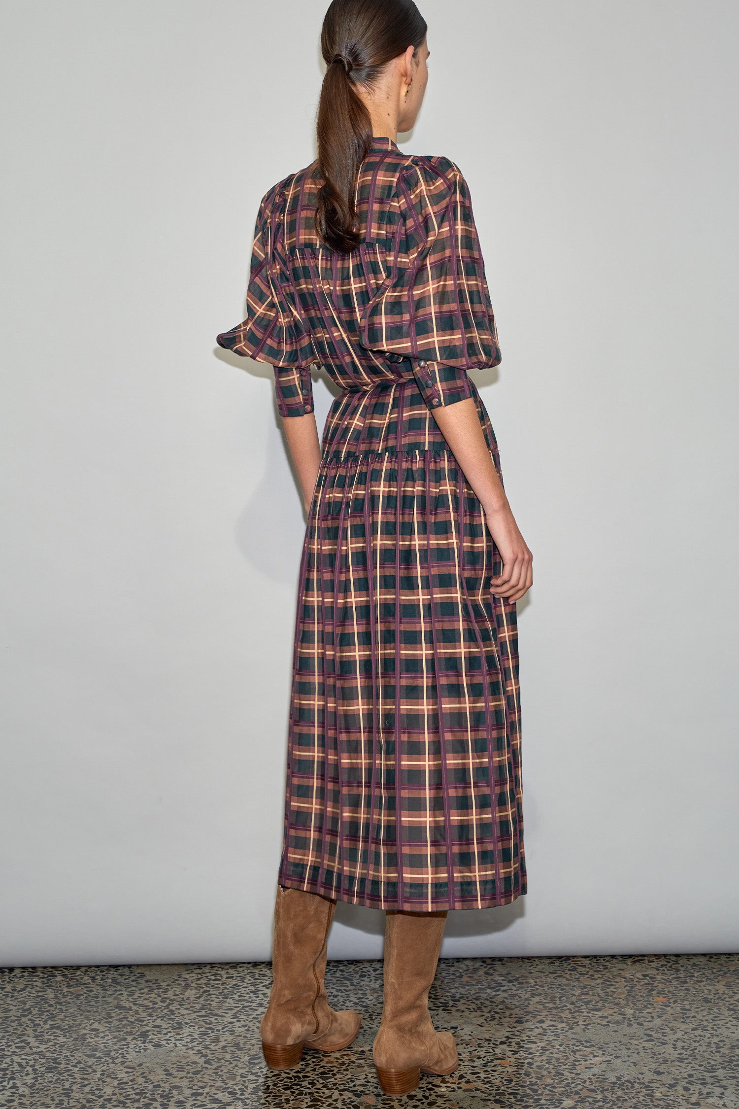 vesper dress - berry check|  zoe kratzmann| considered design