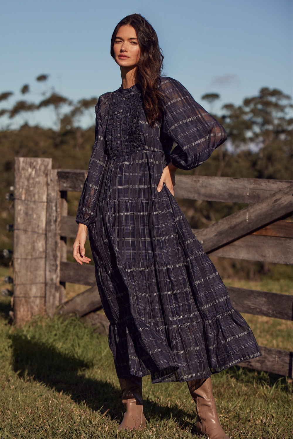 zeal dress - ink black check