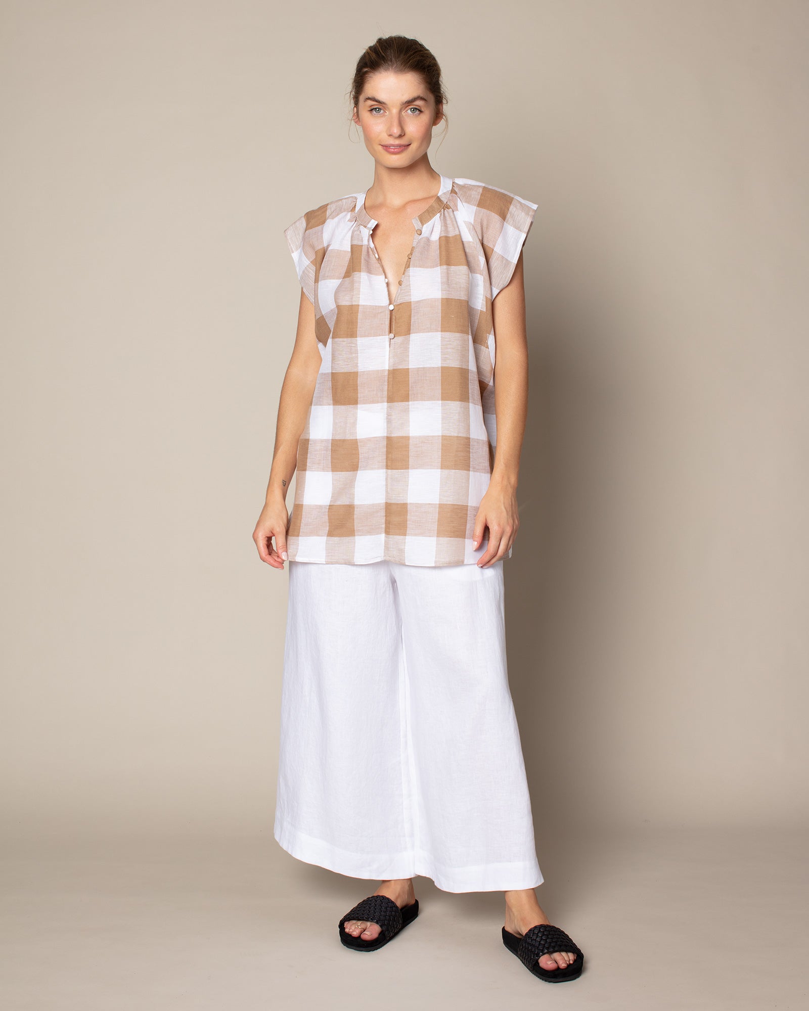 tide top - caramello check
