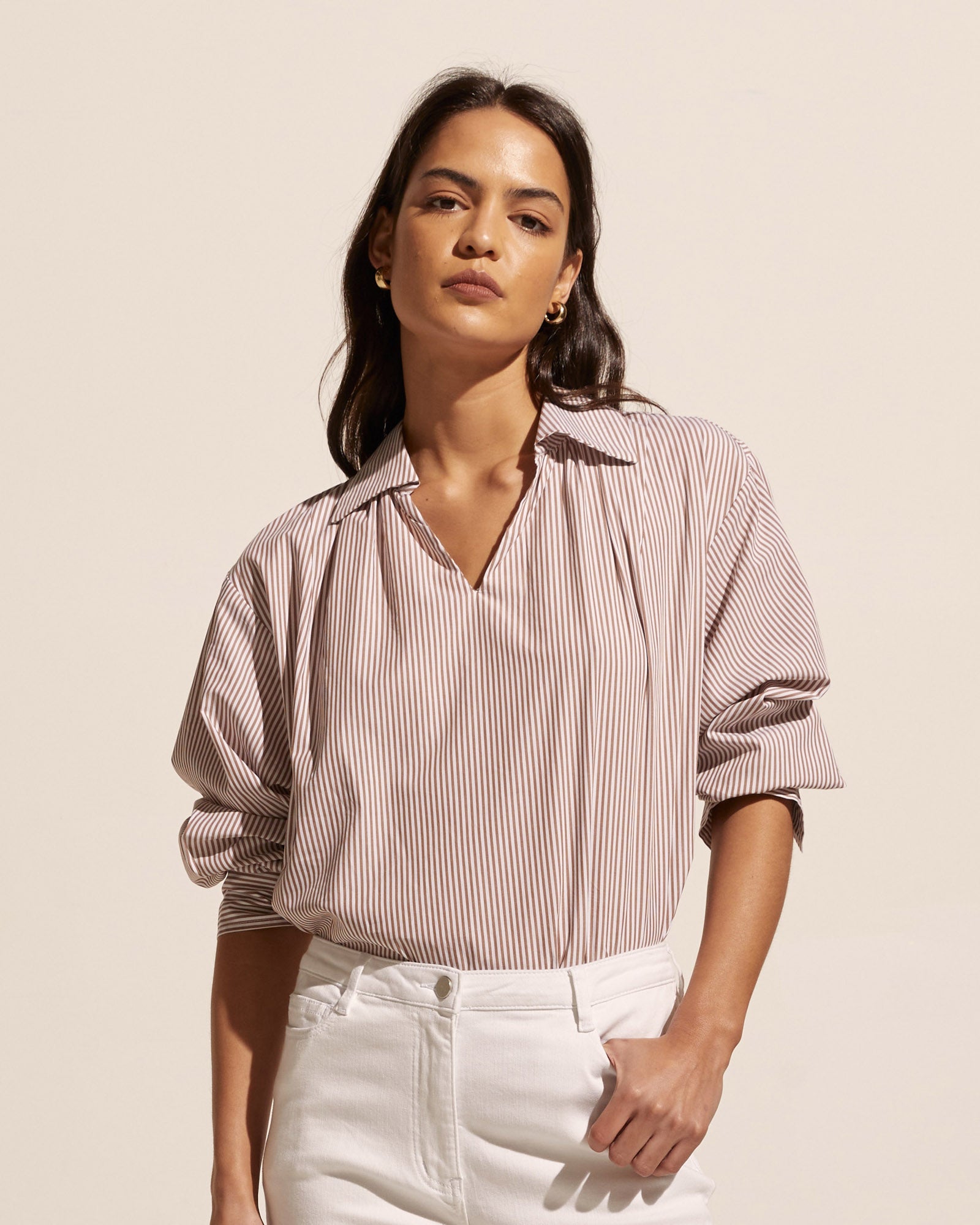 stroll top - toast stripe