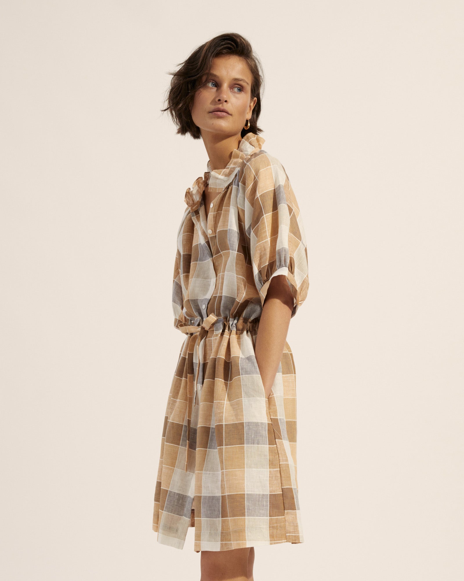 vista dress - safari check