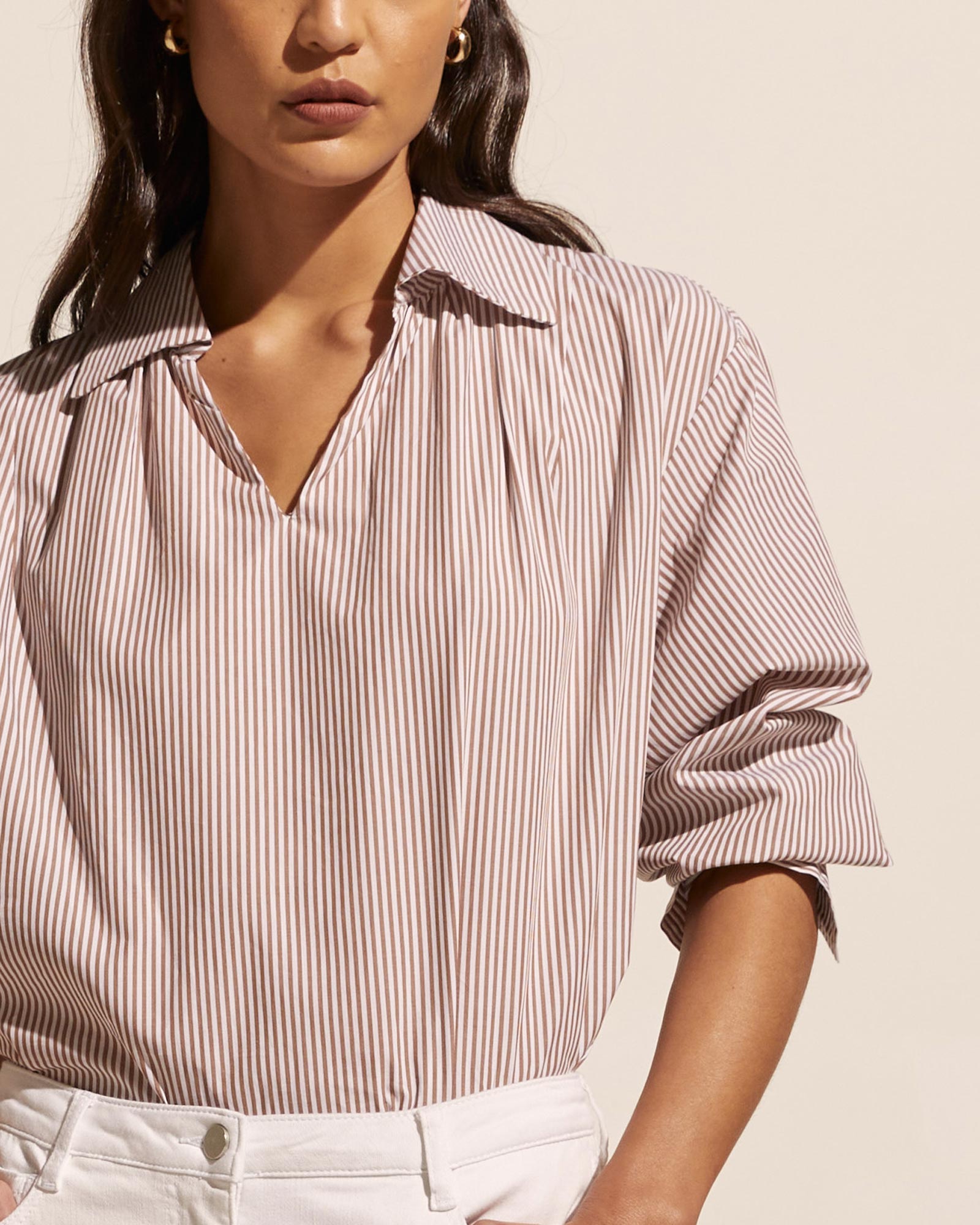 stroll top - toast stripe