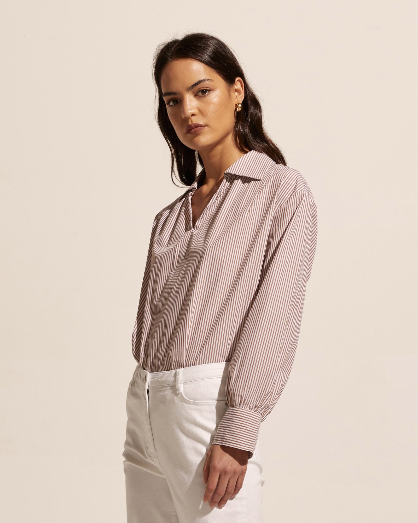 stroll top - toast stripe