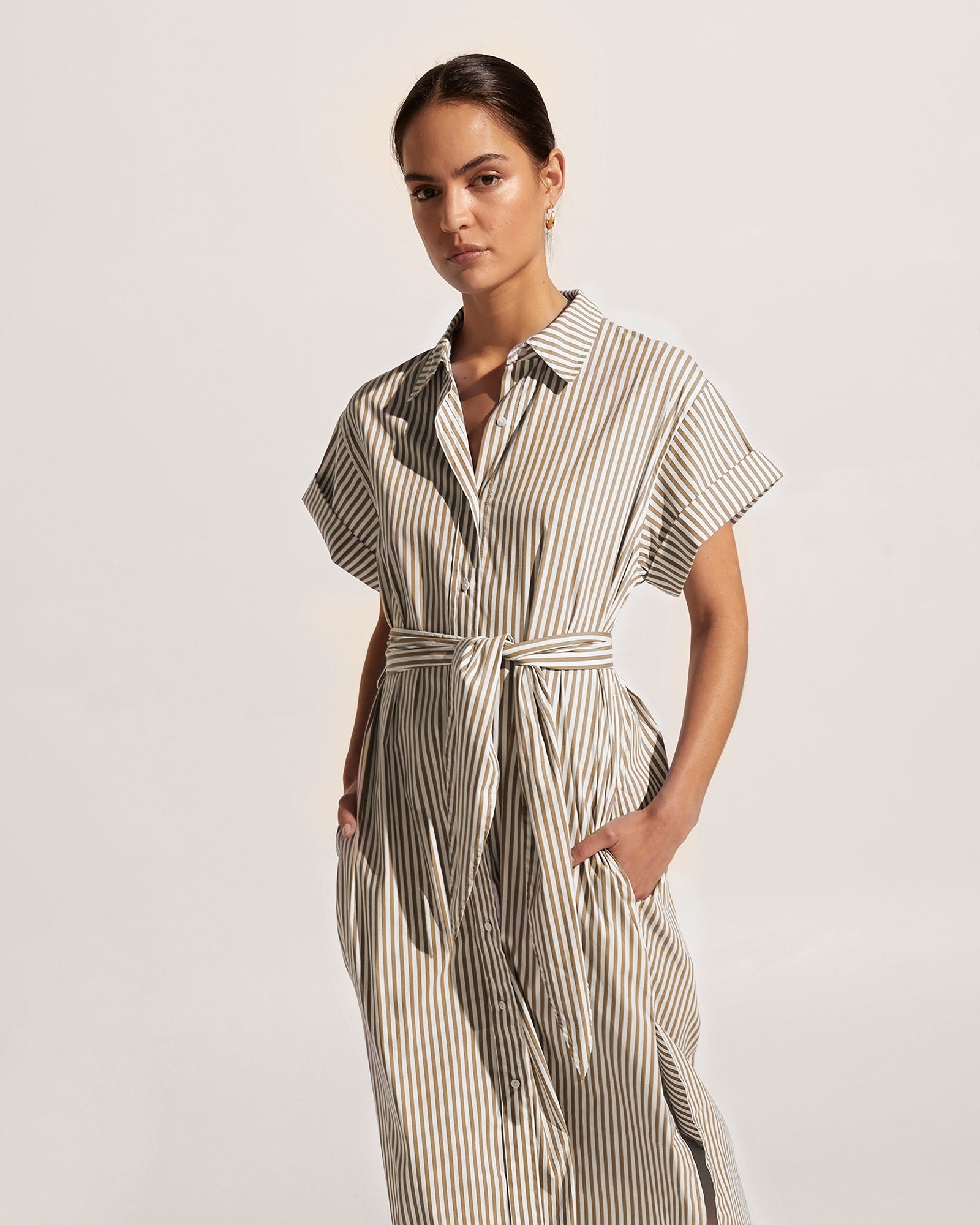 verse dress - clove stripe