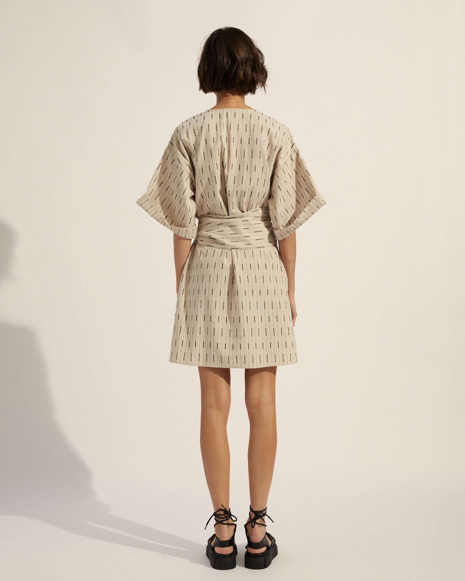 evoke dress - oatmeal stripe