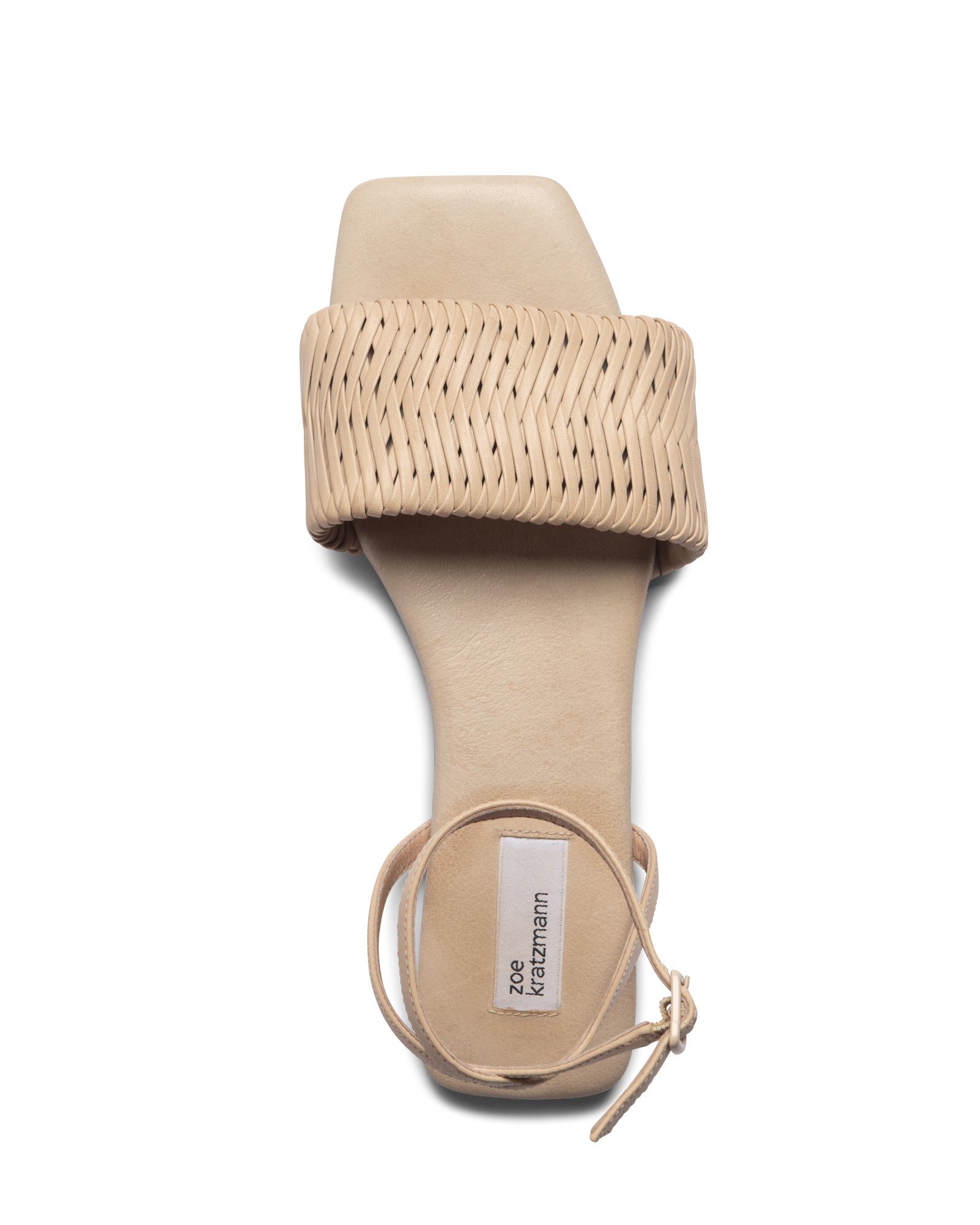 beige, sandal, woven strap, leather, square toe, product image