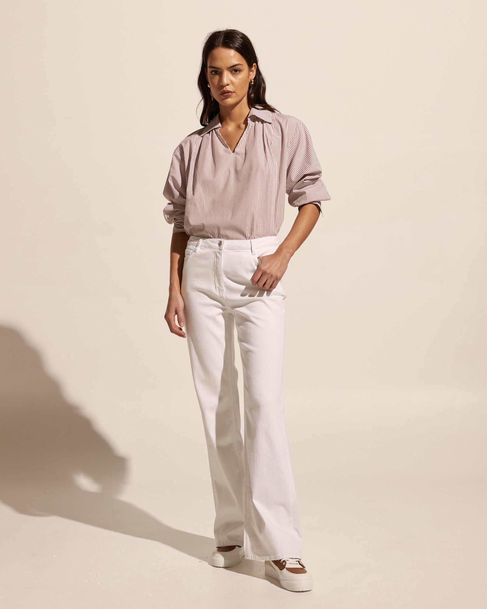 stroll top - toast stripe