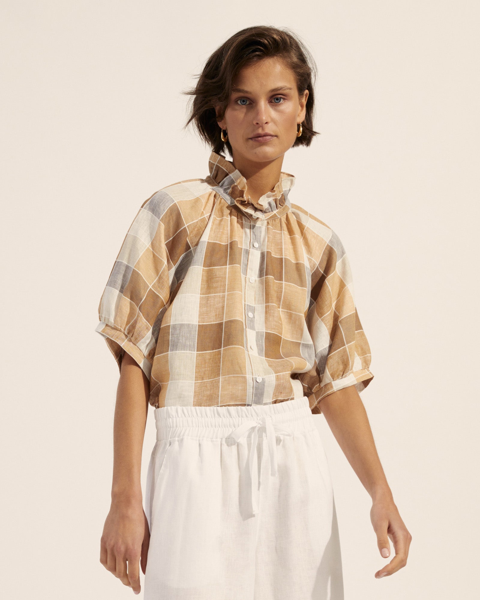 foster top - safari check