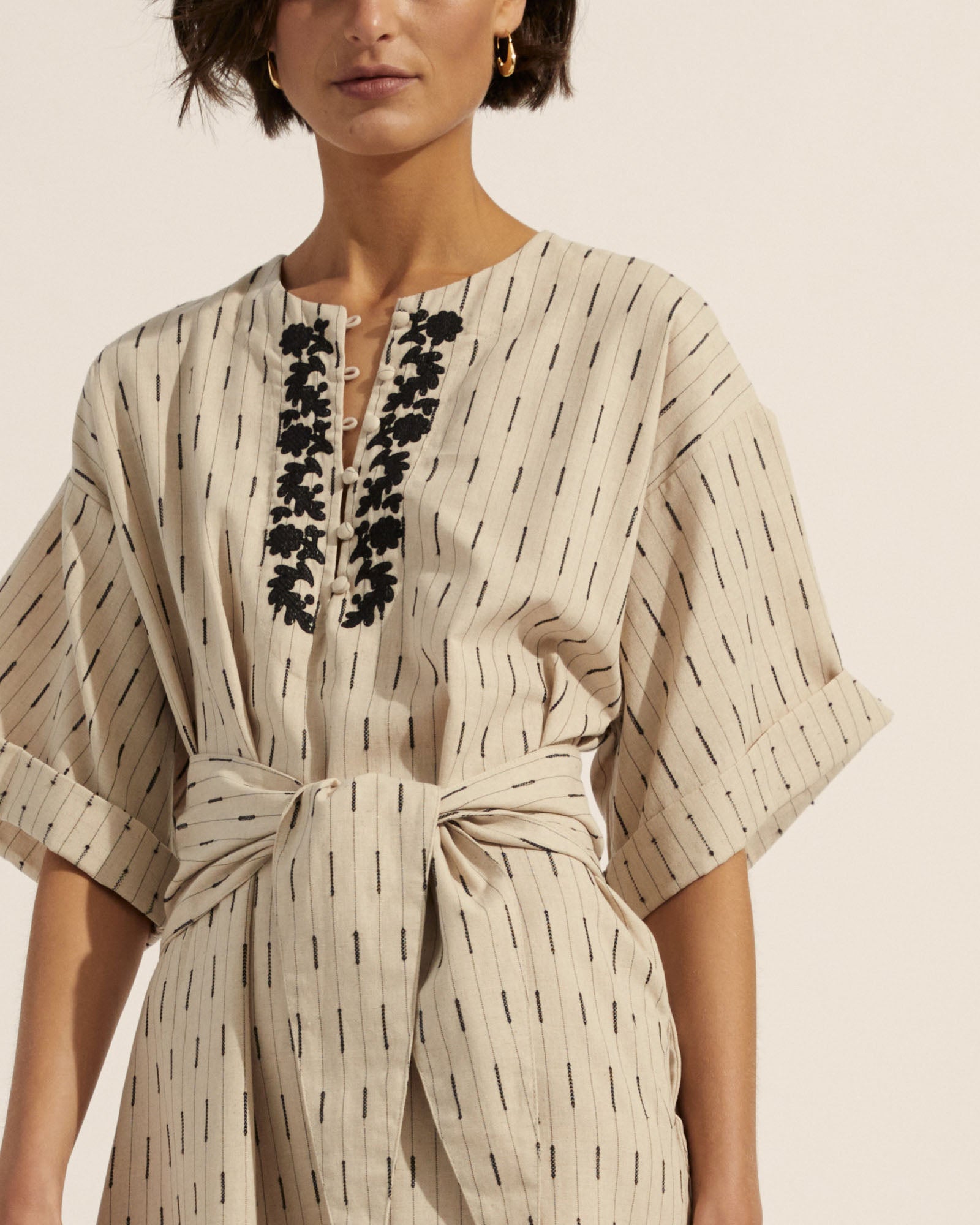 evoke dress - oatmeal stripe
