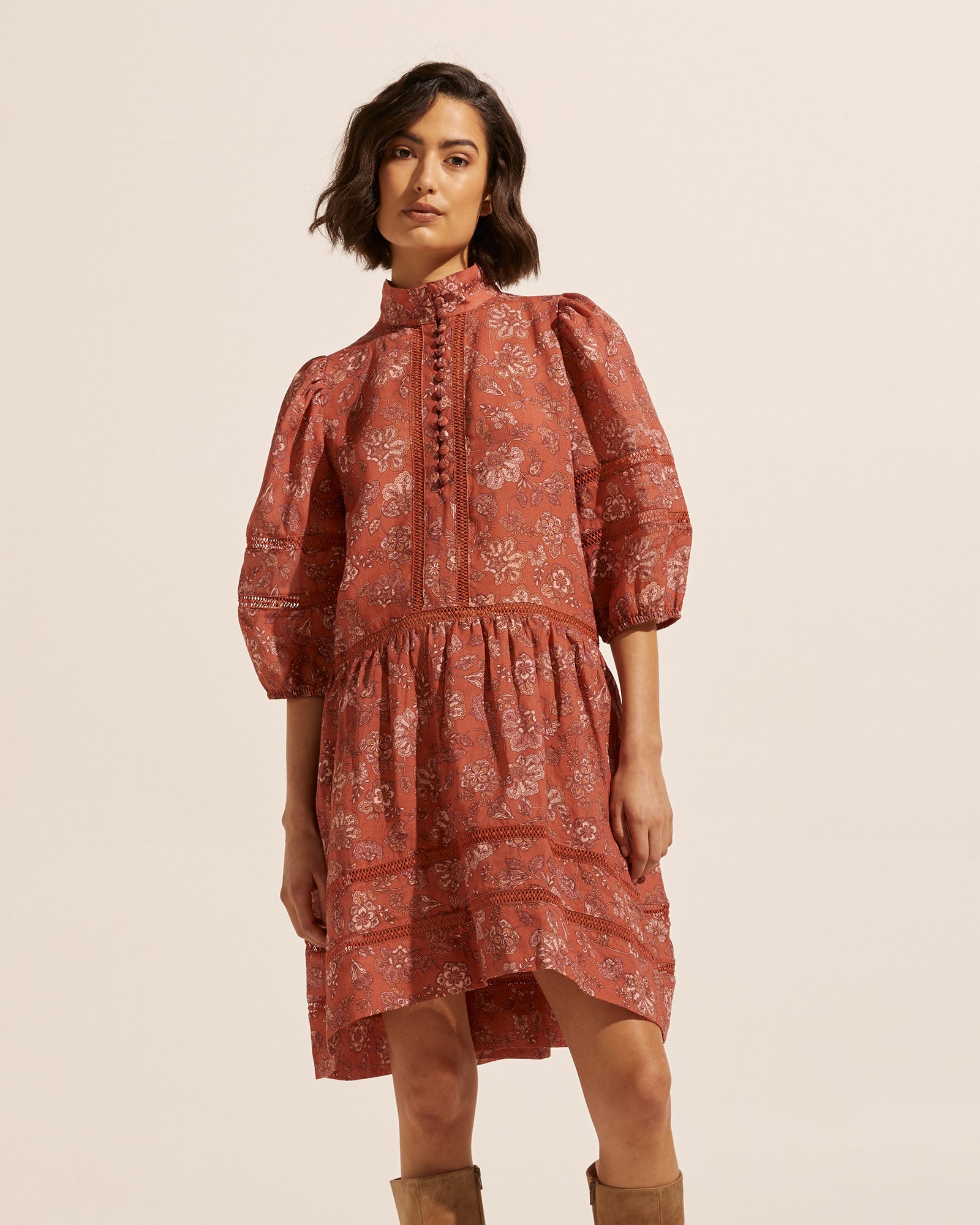elixir dress - rust paisley