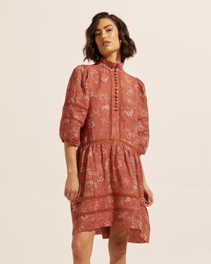 elixir dress - rust paisley