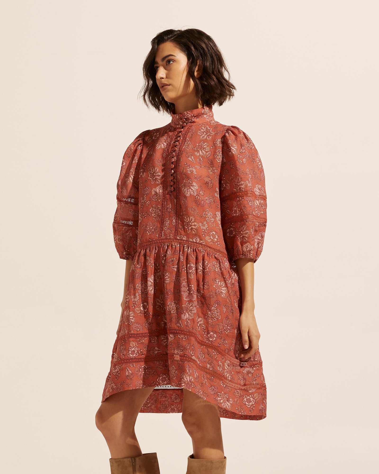 elixir dress - rust paisley