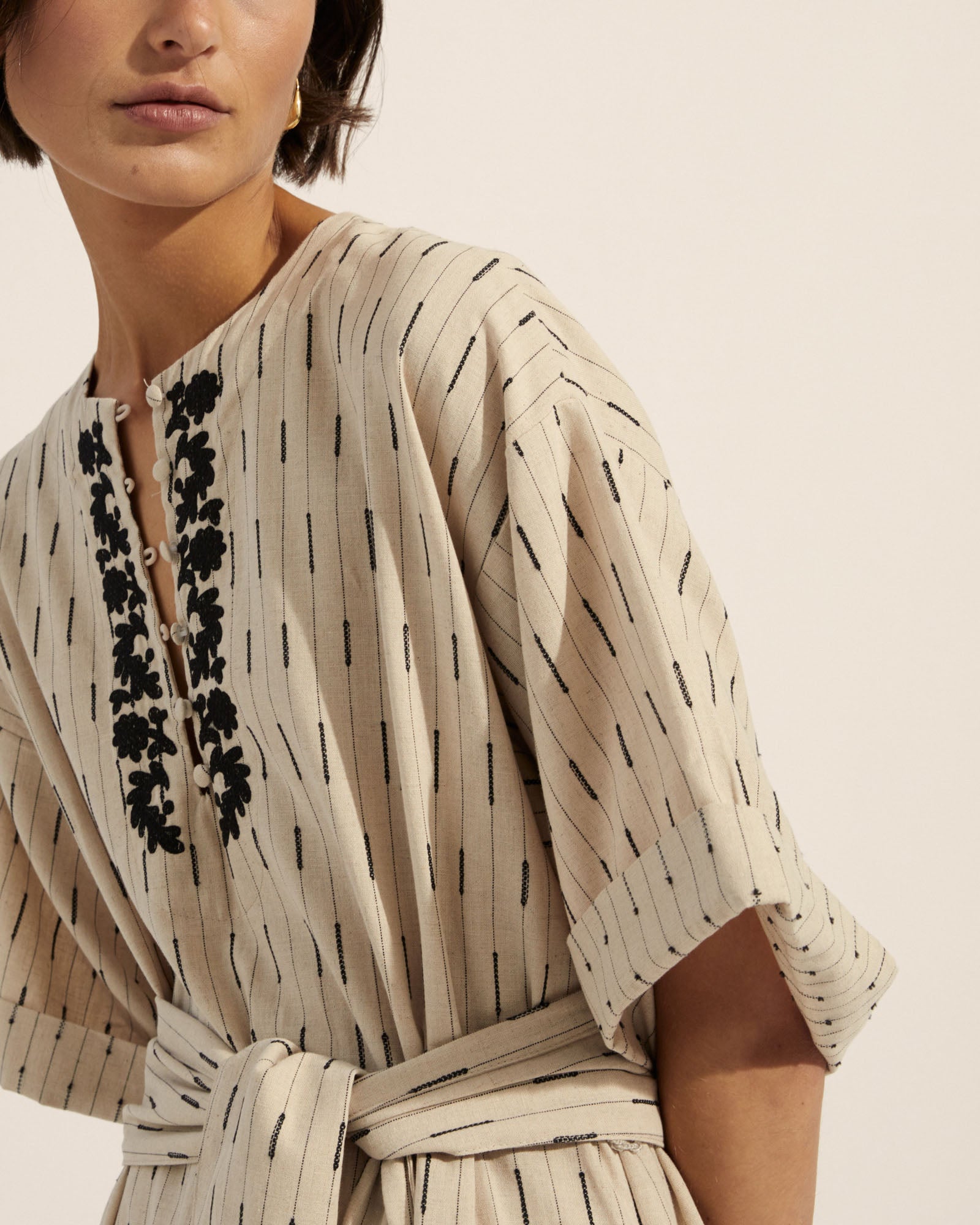 sanction dress - oatmeal stripe