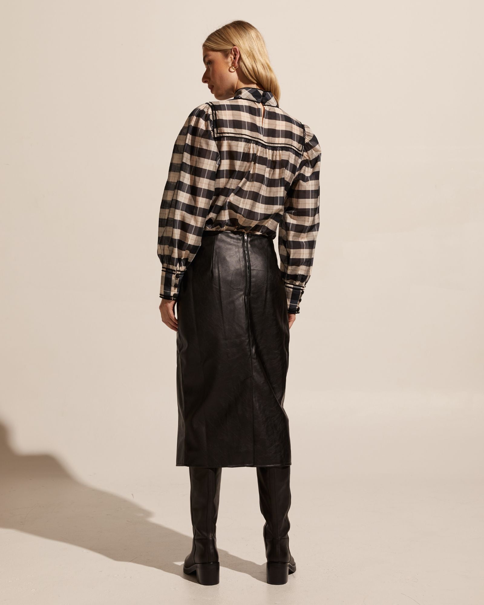 horizen top - black/ecru check
