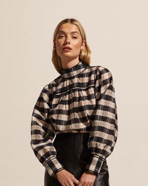 horizen top - black/ecru check