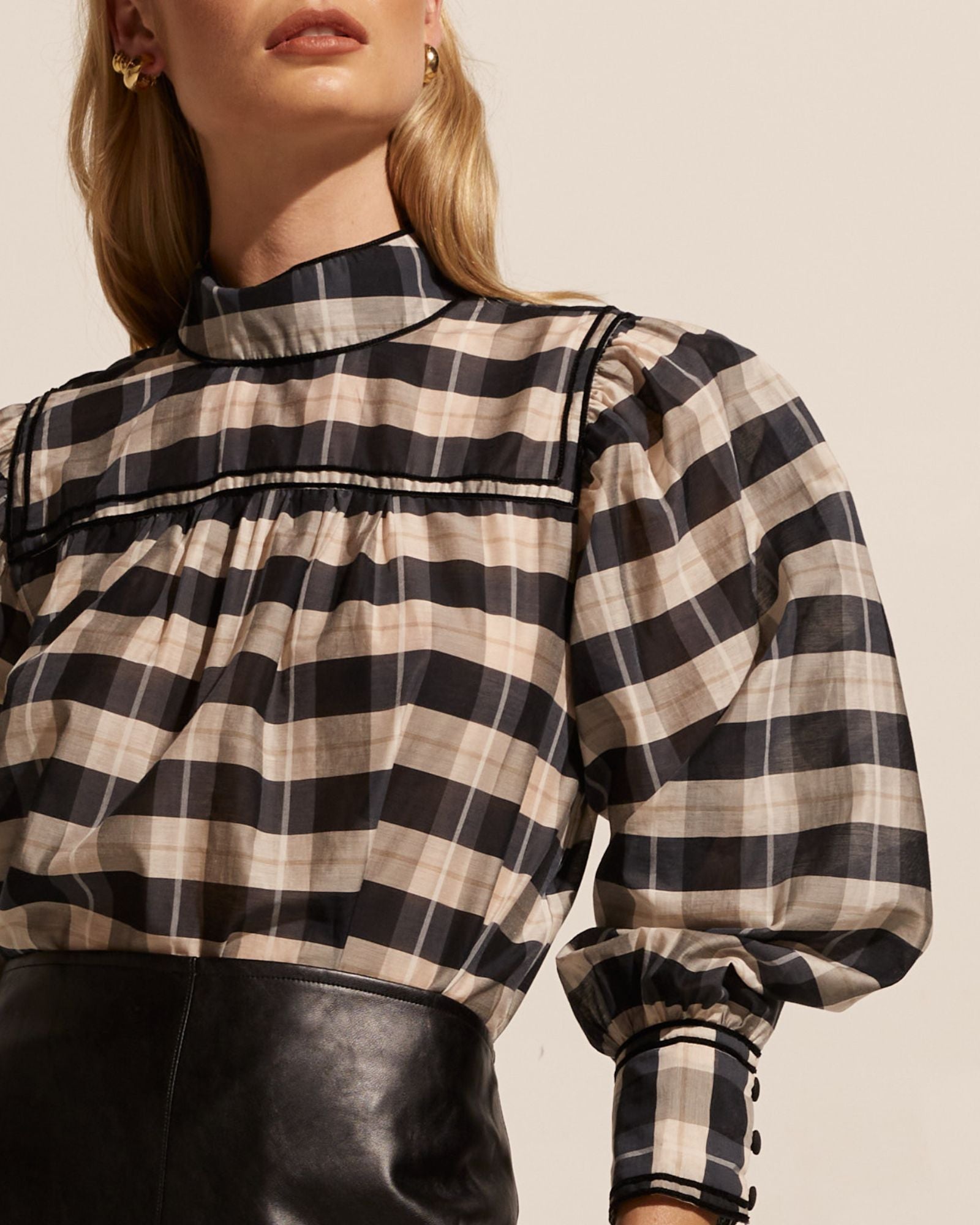 horizen top - black/ecru check
