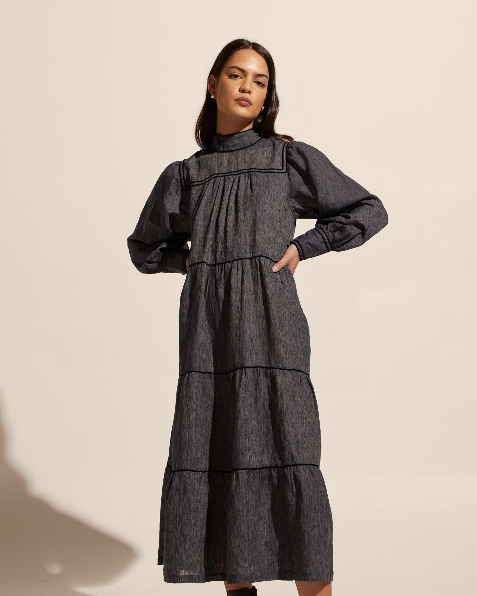 imprint dress - charcoal