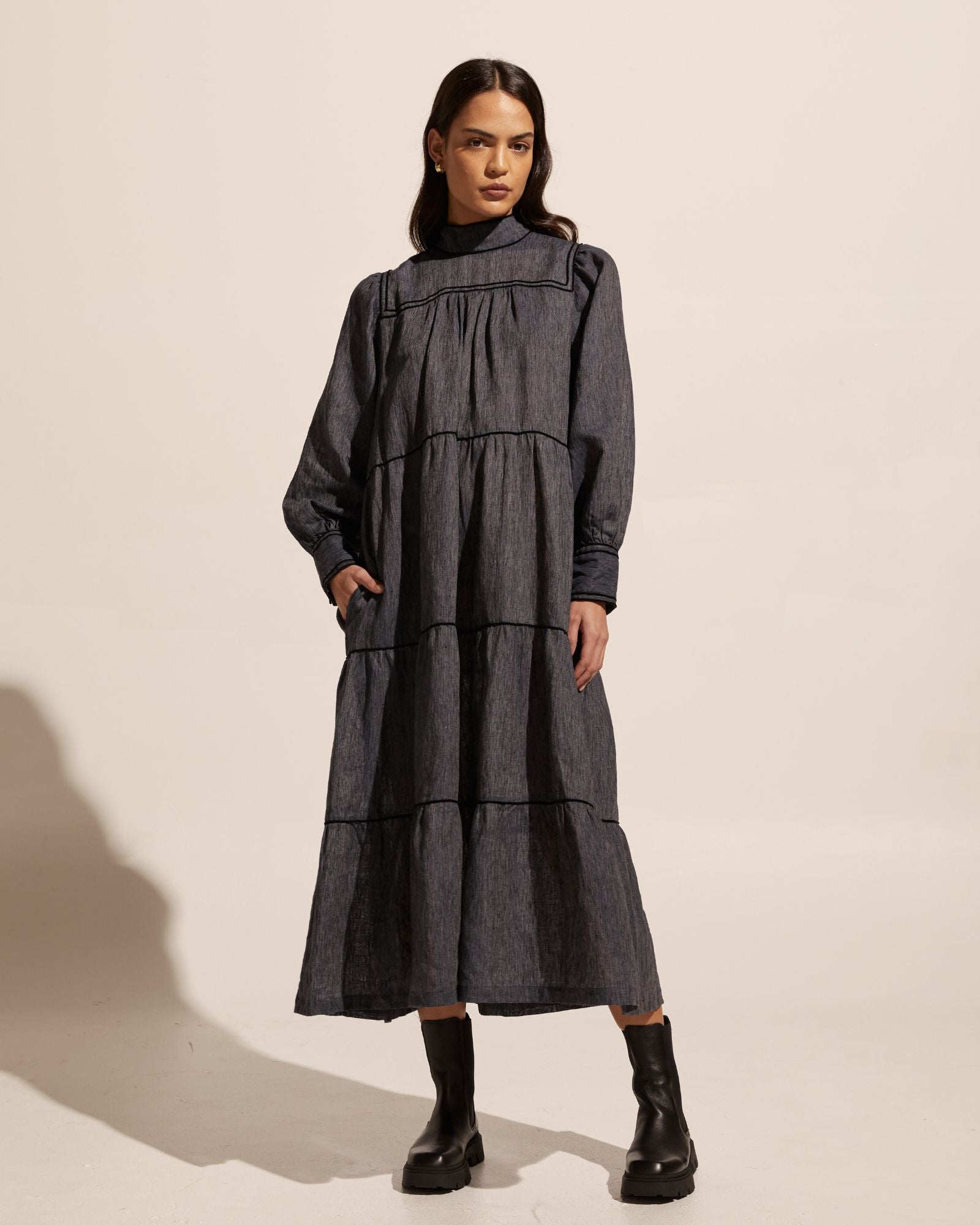 imprint dress - charcoal