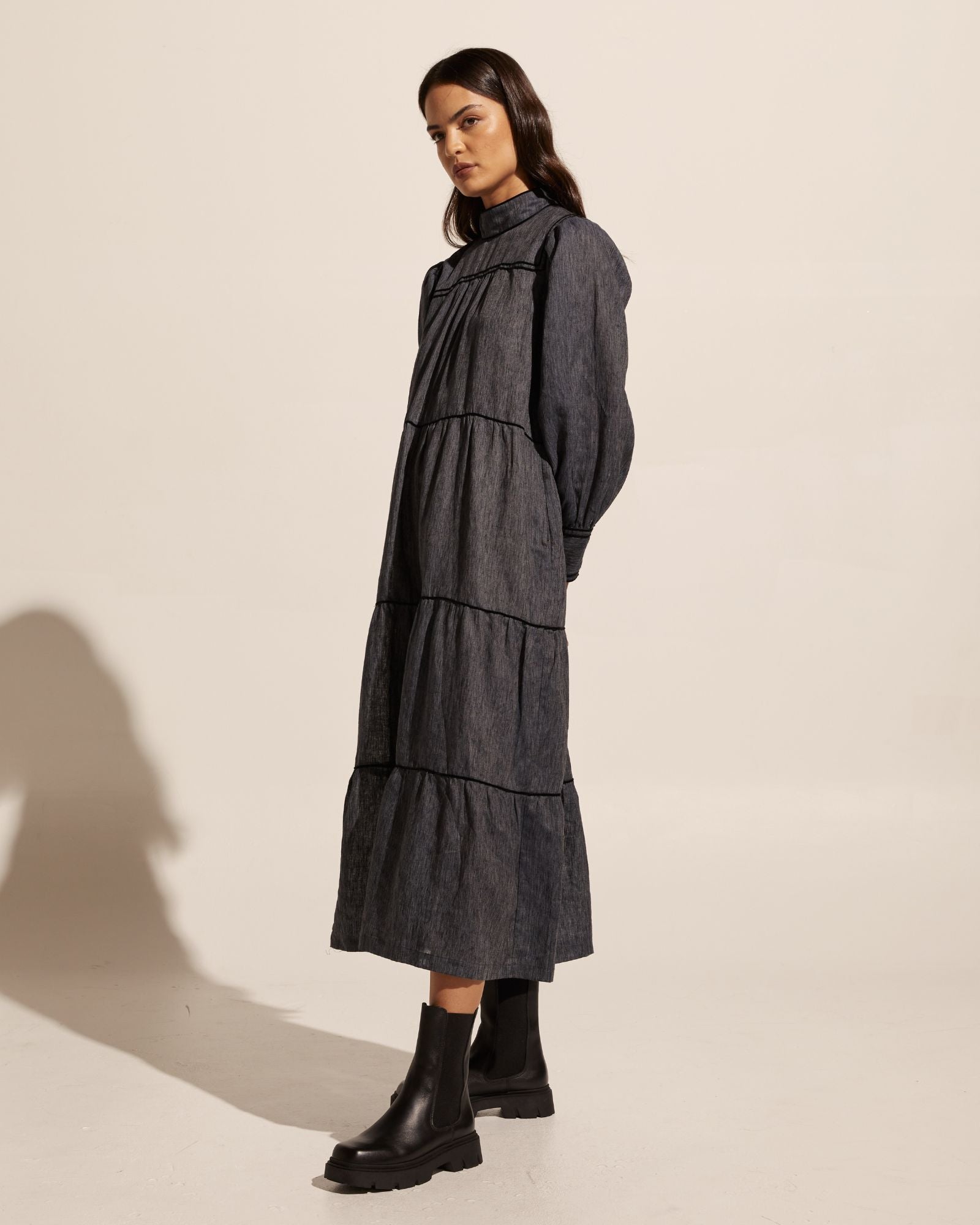 imprint dress - charcoal