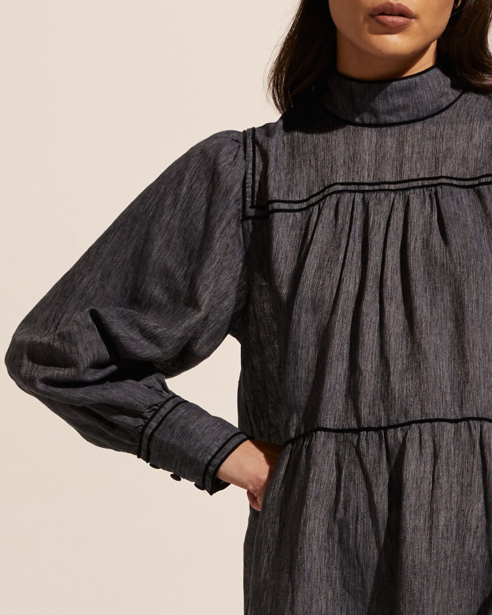 imprint dress - charcoal