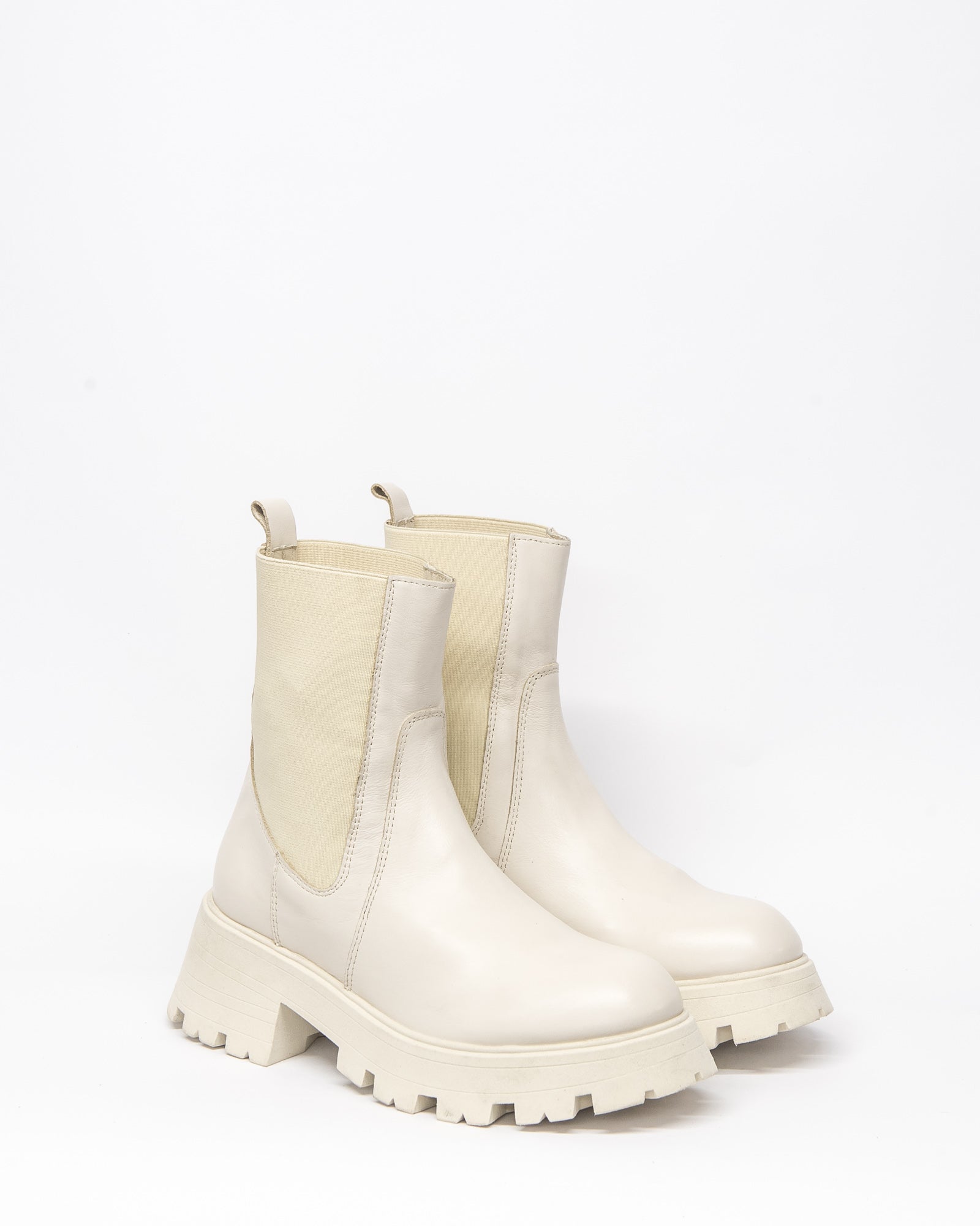 inset boot - beige leather