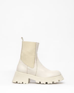 inset boot - beige leather