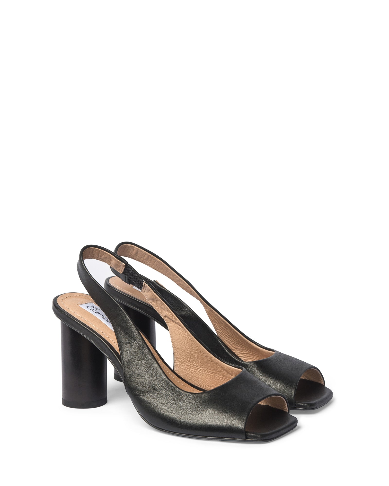 black, heel, squared toe shape, slingback strap, wooden heel, product image