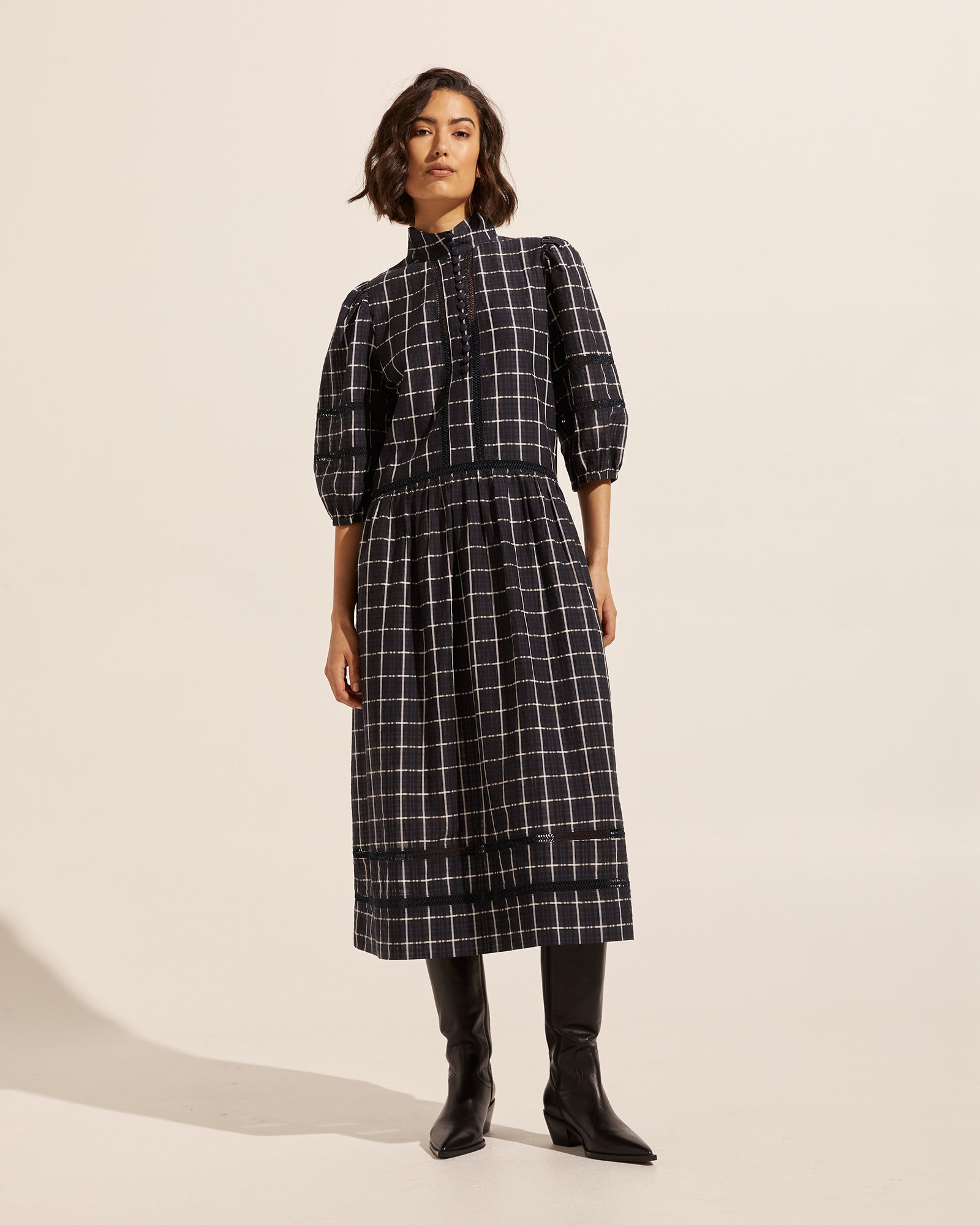 liberty dress - black check