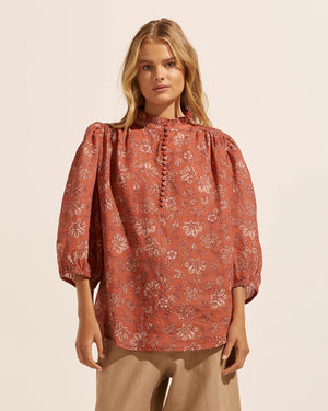 lilt top - rust paisley