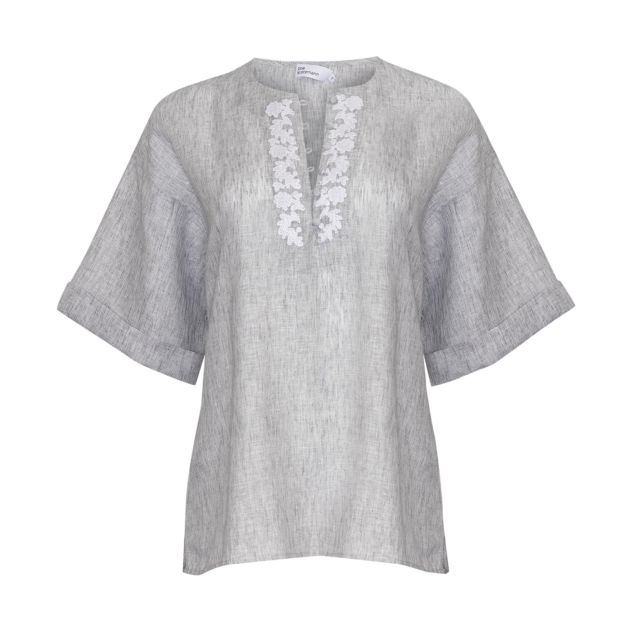 oasis top - oyster/porcelain embroid