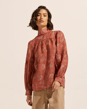 pace top - rust paisley