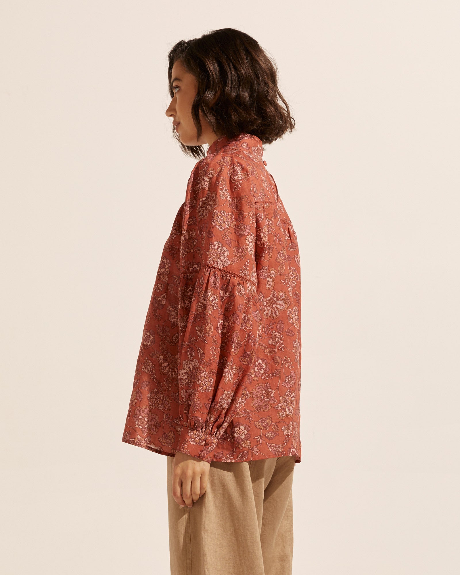 pace top - rust paisley