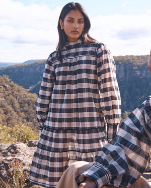 prowess dress - black/ecru check