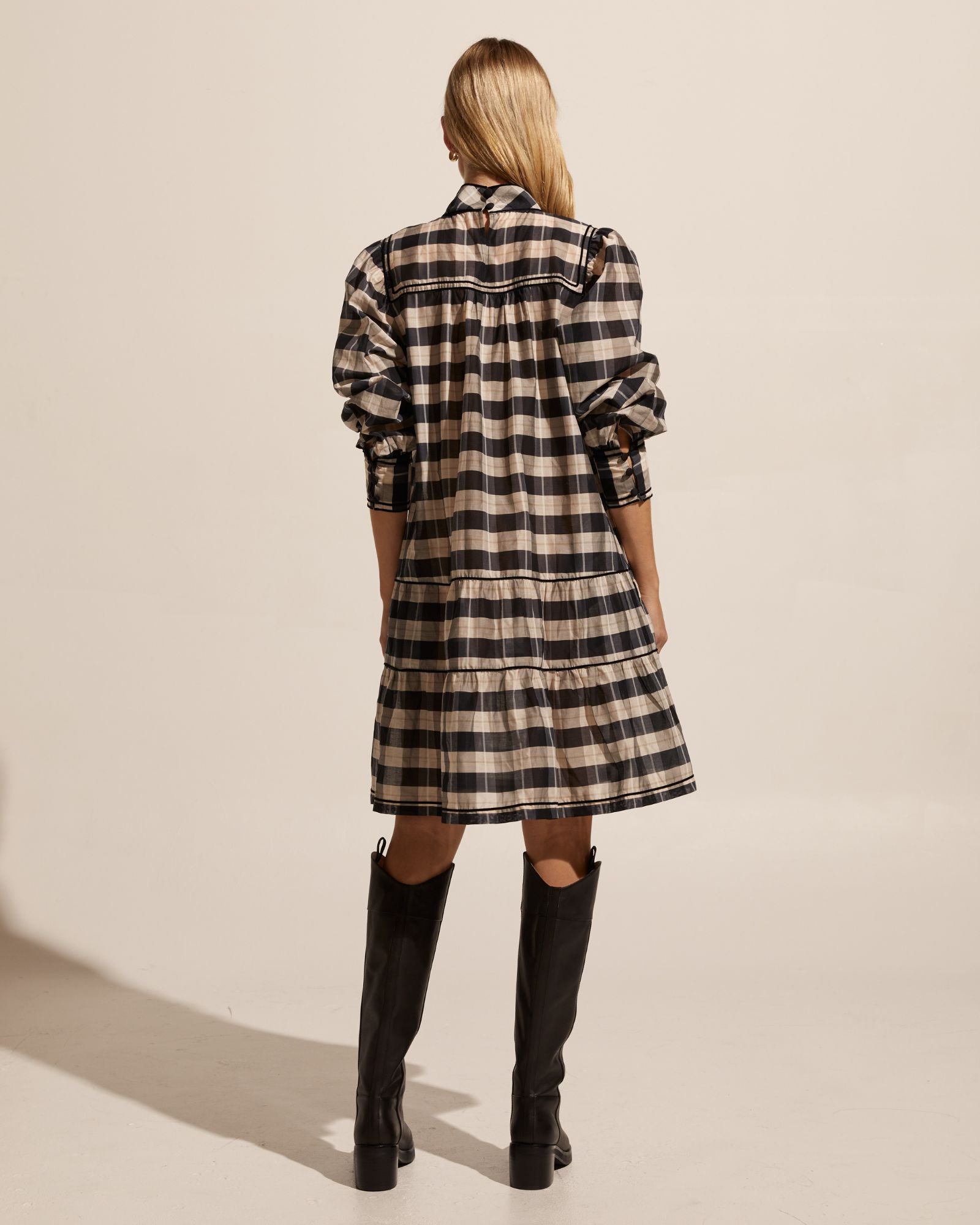prowess dress - black/ecru check