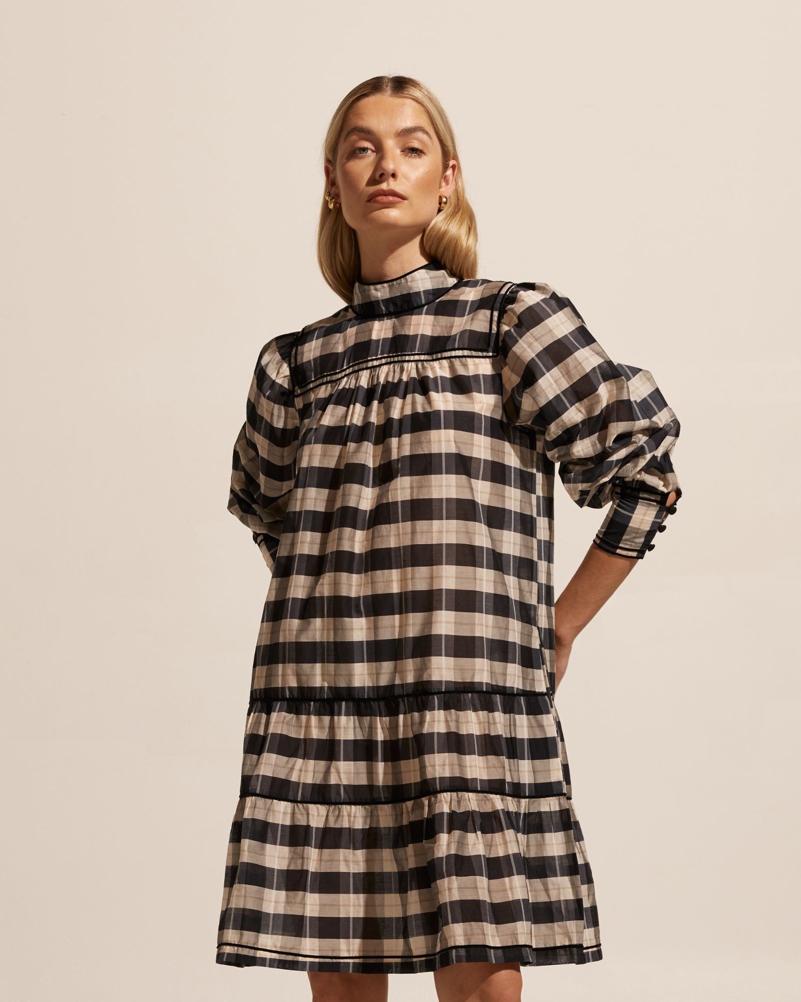 prowess dress - black/ecru check