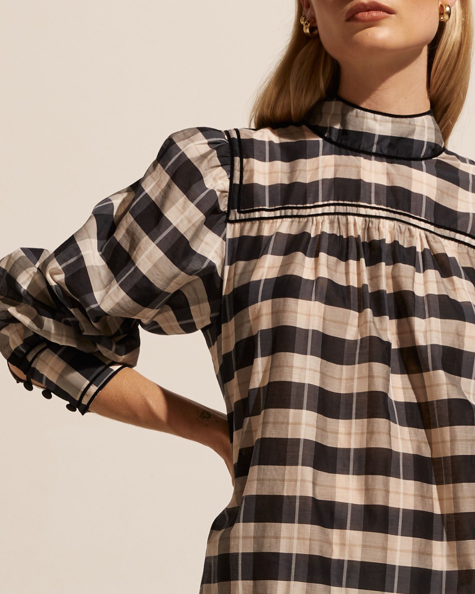 prowess dress - black/ecru check