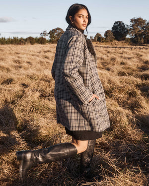 transit coat - black check