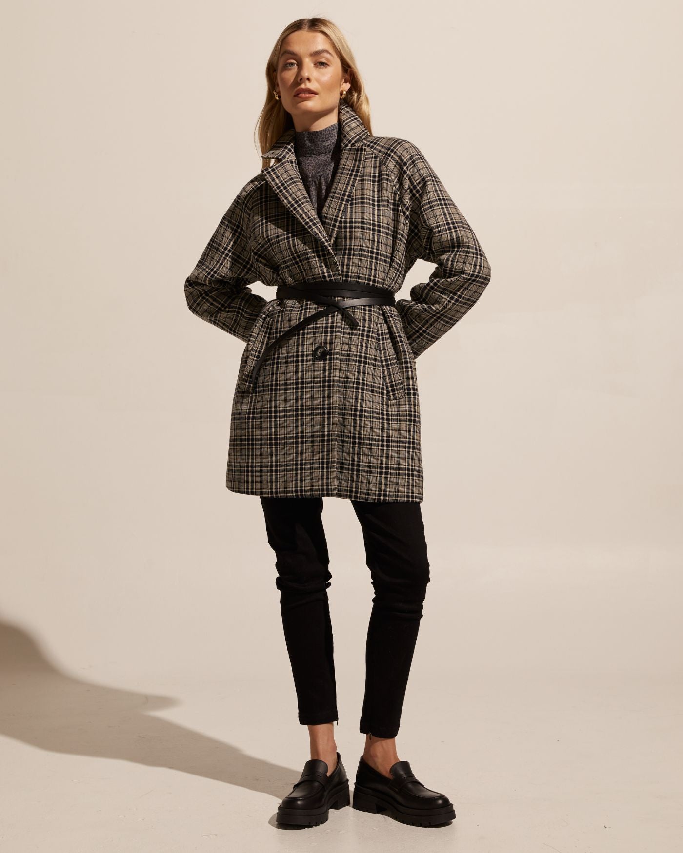 transit coat - black check