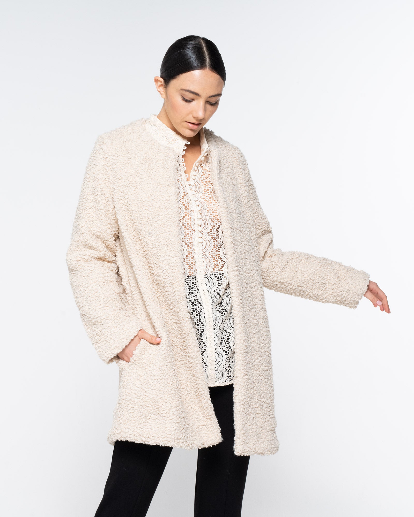 decant coat - ecru